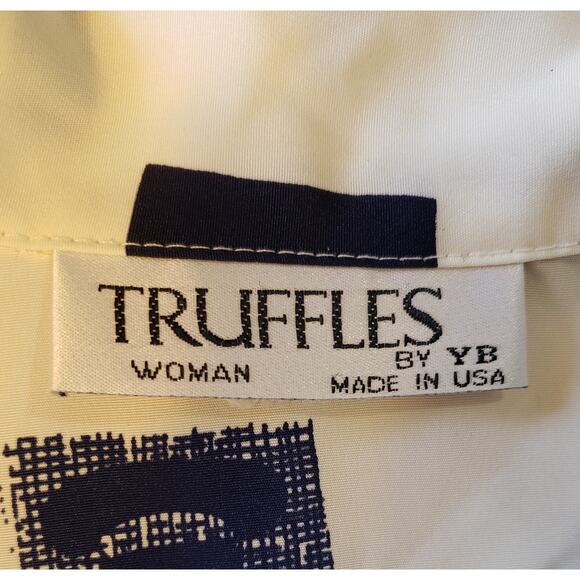 Truffles size XL cream & blue button up blouse - Picture 5 of 5